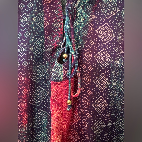 #426 Catherine’s Brand Pink Blue & Purple Geo Paisley Tunic Blouse CoverUp 0X/1X - Picture 4 of 12
